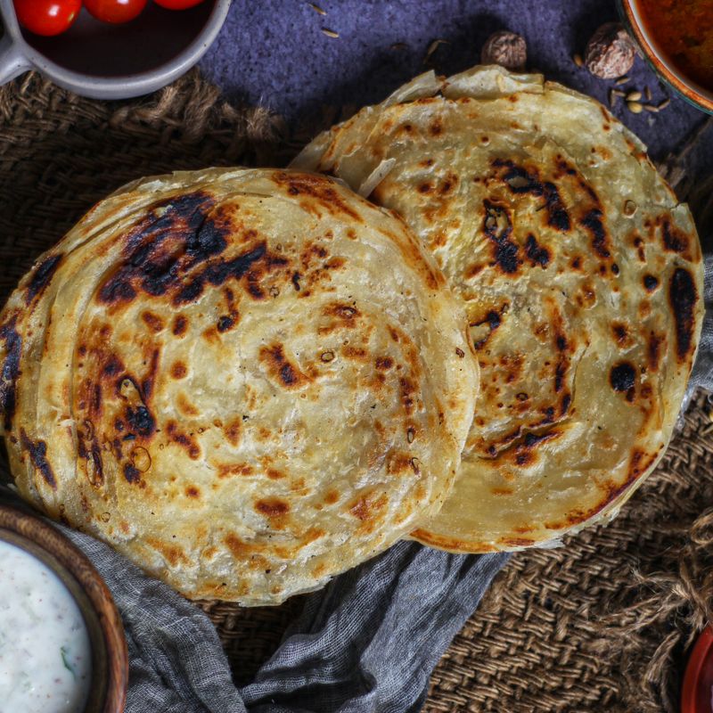 Layered parotta with salna